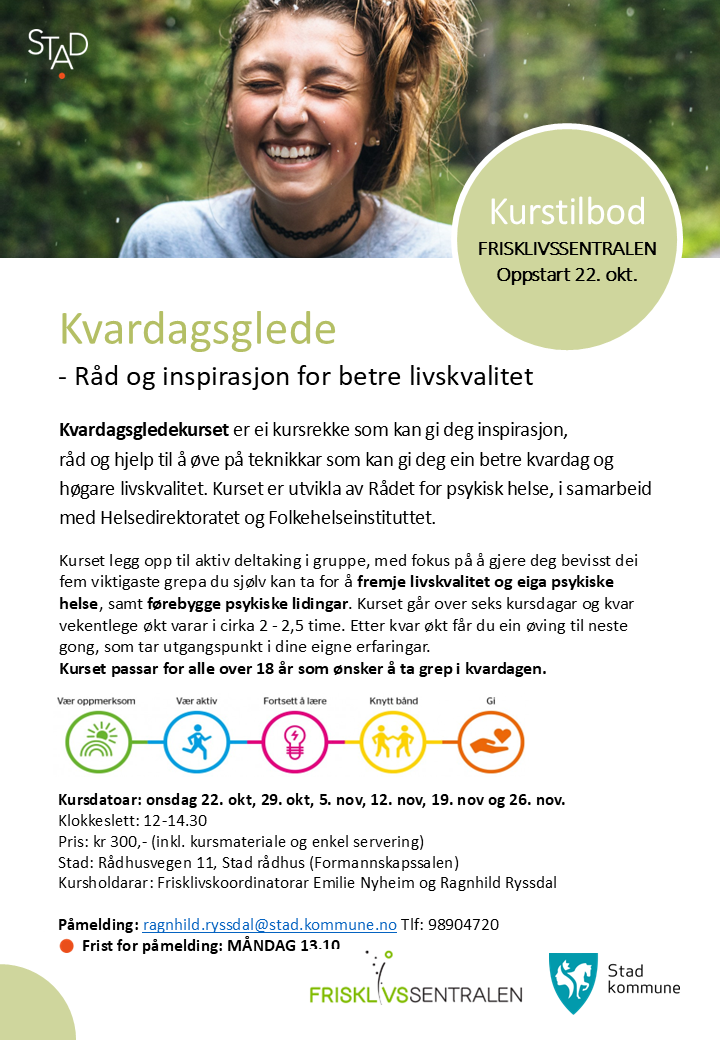 Bilde av plakat for kurset: Kvardagsglede - Klikk for stort bilete